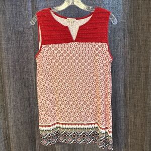 Lila Rose Women's SZ Large Sleeveless Top Cherry Red Tank Top Shirt